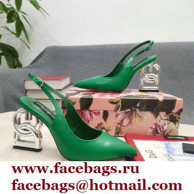 Dolce  &  Gabbana Heel 10.5cm Slingbacks Green with DG Heel 2022